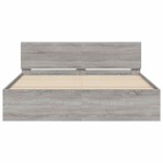 vidaXL Cadru de pat cu tăblie și LED, gri sonoma, 150x200 cm vidaXL Cadru de pat cu tăblie și LED, gri sonoma, 150x200 cm