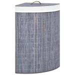 vidaXL Coș de rufe din bambus, pentru colț, gri, 60 L vidaXL Coș de rufe din bambus, pentru colț, gri, 60 L