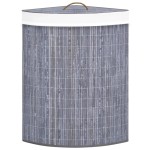 vidaXL Coș de rufe din bambus, pentru colț, gri, 60 L vidaXL Coș de rufe din bambus, pentru colț, gri, 60 L