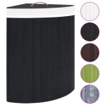 vidaXL Coș de rufe din bambus de colț, negru, 60 L vidaXL Coș de rufe din bambus de colț, negru, 60 L