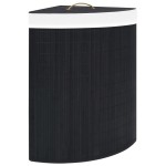 vidaXL Coș de rufe din bambus de colț, negru, 60 L vidaXL Coș de rufe din bambus de colț, negru, 60 L