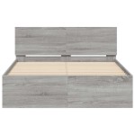 vidaXL Cadru de pat cu tăblie și LED, gri sonoma, 120x200 cm vidaXL Cadru de pat cu tăblie și LED, gri sonoma, 120x200 cm