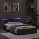 vidaXL Cadru de pat cu tăblie și LED, stejar maro, 120x200 cm vidaXL Cadru de pat cu tăblie și LED, stejar maro, 120x200 cm