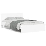 vidaXL Cadru de pat cu tăblie și LED, alb, 140x190 cm vidaXL Cadru de pat cu tăblie și LED, alb, 140x190 cm