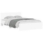 vidaXL Cadru de pat cu tăblie și LED, alb, 140x190 cm vidaXL Cadru de pat cu tăblie și LED, alb, 140x190 cm
