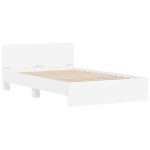 vidaXL Cadru de pat cu tăblie și LED, alb, 140x190 cm vidaXL Cadru de pat cu tăblie și LED, alb, 140x190 cm