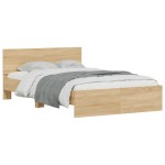 vidaXL Cadru de pat cu tăblie și LED, stejar sonoma, 140x190 cm vidaXL Cadru de pat cu tăblie și LED, stejar sonoma, 140x190 cm