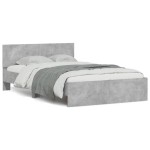 vidaXL Cadru de pat cu tăblie și LED, gri beton, 140x190 cm vidaXL Cadru de pat cu tăblie și LED, gri beton, 140x190 cm