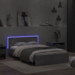 vidaXL Cadru de pat cu tăblie și LED, gri beton, 140x190 cm vidaXL Cadru de pat cu tăblie și LED, gri beton, 140x190 cm