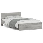vidaXL Cadru de pat cu tăblie și LED, gri sonoma, 140x190 cm vidaXL Cadru de pat cu tăblie și LED, gri sonoma, 140x190 cm