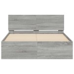 vidaXL Cadru de pat cu tăblie și LED, gri sonoma, 140x190 cm vidaXL Cadru de pat cu tăblie și LED, gri sonoma, 140x190 cm