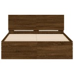 vidaXL Cadru de pat cu tăblie și LED, stejar maro, 140x190 cm vidaXL Cadru de pat cu tăblie și LED, stejar maro, 140x190 cm