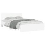 vidaXL Cadru de pat cu tăblie și LED, alb, 135x190 cm