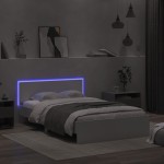 vidaXL Cadru de pat cu tăblie și LED, alb, 135x190 cm