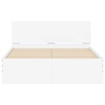 vidaXL Cadru de pat cu tăblie și LED, alb, 135x190 cm