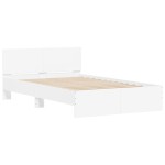 vidaXL Cadru de pat cu tăblie și LED, alb, 120x190 cm