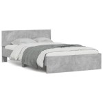 vidaXL Cadru de pat cu tăblie și LED, gri beton, 120x190 cm vidaXL Cadru de pat cu tăblie și LED, gri beton, 120x190 cm