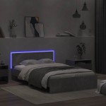 vidaXL Cadru de pat cu tăblie și LED, gri beton, 120x190 cm vidaXL Cadru de pat cu tăblie și LED, gri beton, 120x190 cm