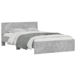 vidaXL Cadru de pat cu tăblie și LED, gri beton, 120x190 cm vidaXL Cadru de pat cu tăblie și LED, gri beton, 120x190 cm