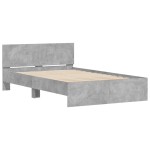 vidaXL Cadru de pat cu tăblie și LED, gri beton, 120x190 cm vidaXL Cadru de pat cu tăblie și LED, gri beton, 120x190 cm