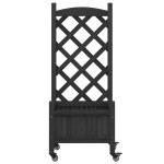 vidaXL Jardinieră cu spalier și roți, negru, lemn masiv de brad vidaXL Jardinieră cu spalier și roți, negru, lemn masiv de brad