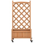 vidaXL Jardinieră cu spalier și roți, maro, lemn masiv de brad vidaXL Jardinieră cu spalier și roți, maro, lemn masiv de brad