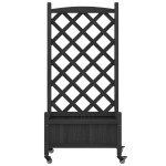 vidaXL Jardinieră cu spalier și roți, negru, lemn masiv de brad vidaXL Jardinieră cu spalier și roți, negru, lemn masiv de brad