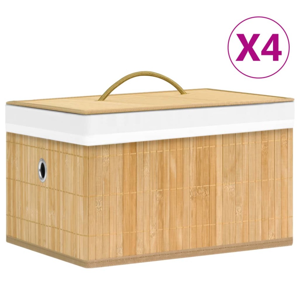 vidaXL Cutii de depozitare, 4 buc., bambus