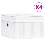vidaXL Cutii de depozitare, 4 buc., alb, bambus vidaXL Cutii de depozitare, 4 buc., alb, bambus