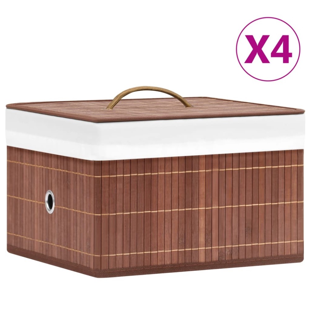 vidaXL Cutii de depozitare, 4 buc., maro, bambus