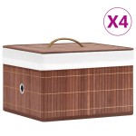 vidaXL Cutii de depozitare, 4 buc., maro, bambus vidaXL Cutii de depozitare, 4 buc., maro, bambus