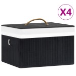 vidaXL Cutii de depozitare, 4 buc., negru, bambus vidaXL Cutii de depozitare, 4 buc., negru, bambus