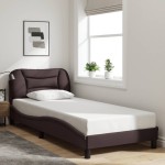 vidaXL Cadru de pat fără saltea, maro închis, 80x200 cm, textil vidaXL Cadru de pat fără saltea, maro închis, 80x200 cm, textil