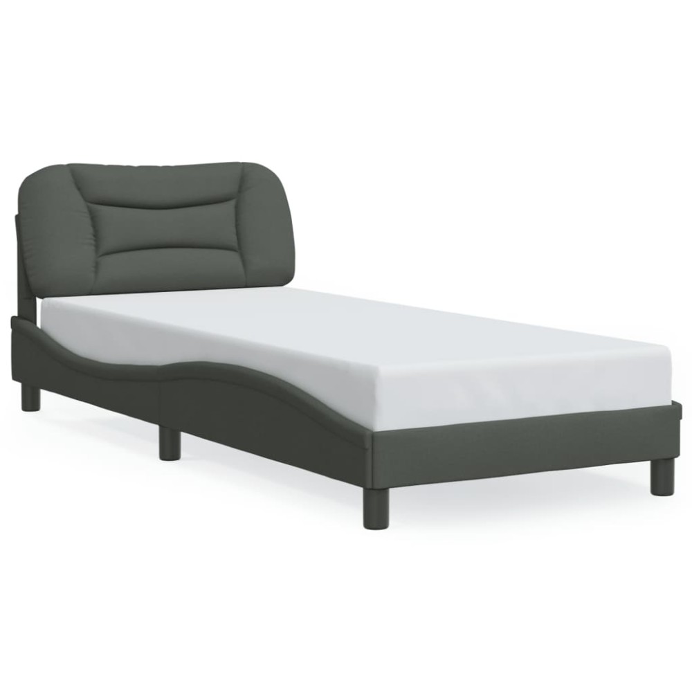 vidaXL Cadru de pat fără saltea, gri închis, 90x190 cm, textil