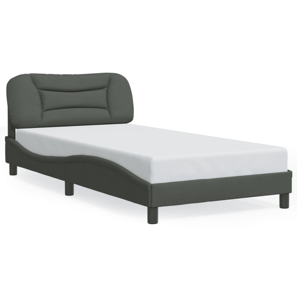 vidaXL Cadru de pat fără saltea, gri închis, 100x200 cm, textil