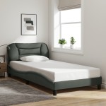vidaXL Cadru de pat fără saltea, gri închis, 100x200 cm, textil