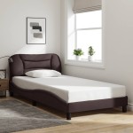 vidaXL Cadru de pat fără saltea, maro închis, 100x200 cm, textil vidaXL Cadru de pat fără saltea, maro închis, 100x200 cm, textil