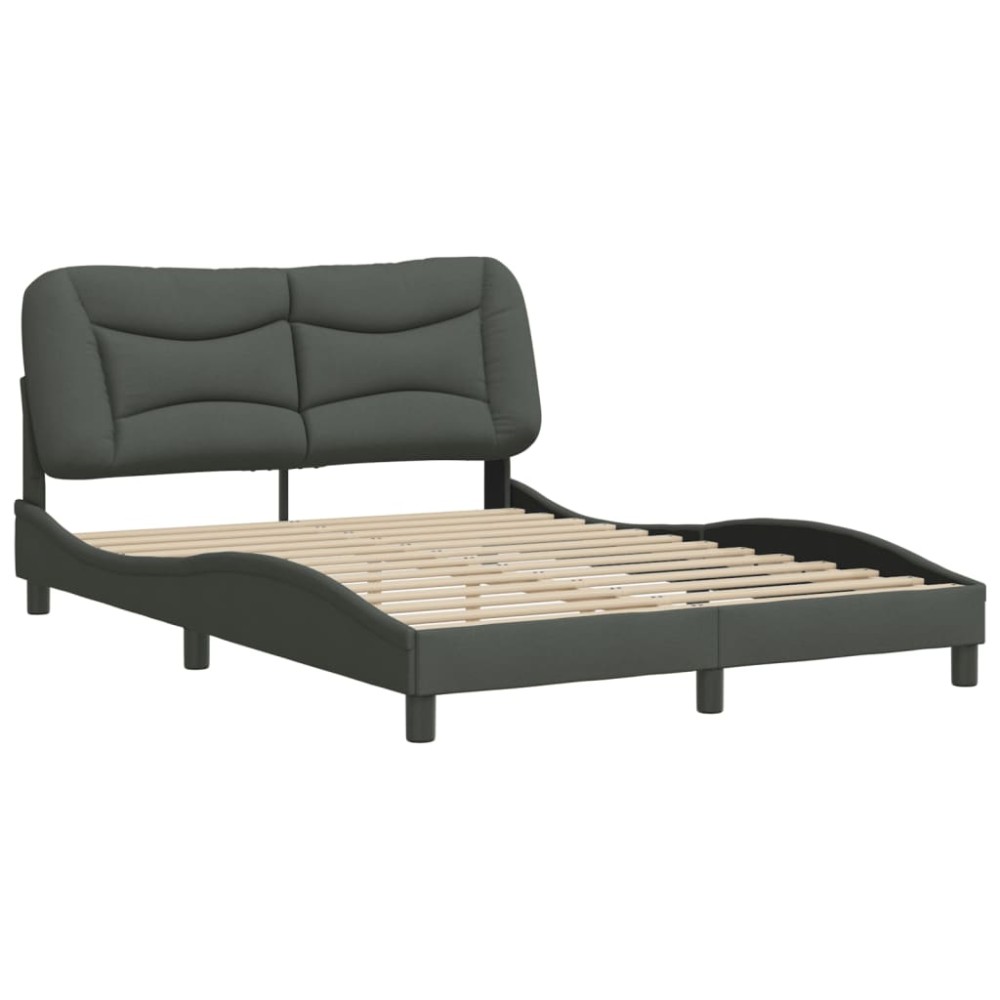 vidaXL Cadru de pat fără saltea, gri închis, 140x200 cm, textil