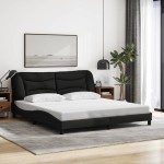 vidaXL Cadru de pat fără saltea, negru, 180x200 cm, textil vidaXL Cadru de pat fără saltea, negru, 180x200 cm, textil