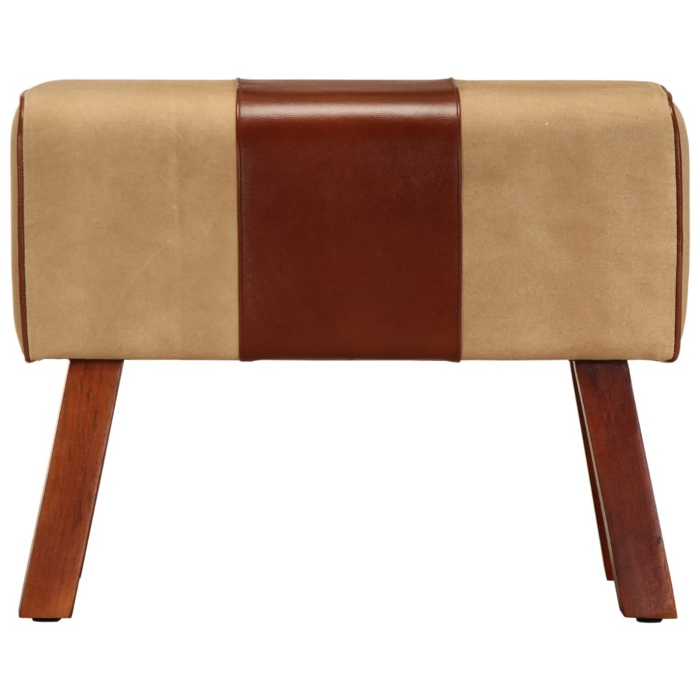 vidaXL Bancă Bok gimnastică maro 58cm piele naturală/lemn masiv mango