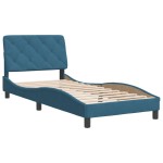 vidaXL Cadru de pat cu tăblie, albastru, 80x200 cm, catifea vidaXL Cadru de pat cu tăblie, albastru, 80x200 cm, catifea