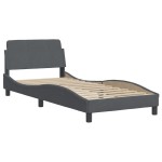 vidaXL Cadru de pat fără saltea, gri închis, 90x200 cm, catifea vidaXL Cadru de pat fără saltea, gri închis, 90x200 cm, catifea