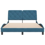 vidaXL Cadru de pat cu tăblie, albastru, 140x190 cm, catifea vidaXL Cadru de pat cu tăblie, albastru, 140x190 cm, catifea