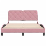 vidaXL Cadru de pat cu tăblie, roz, 140x190 cm, catifea vidaXL Cadru de pat cu tăblie, roz, 140x190 cm, catifea