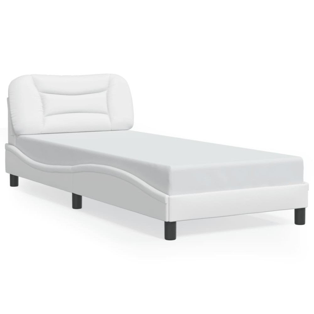 vidaXL Cadru de pat cu tăblie, alb, 80x200 cm, piele ecologică