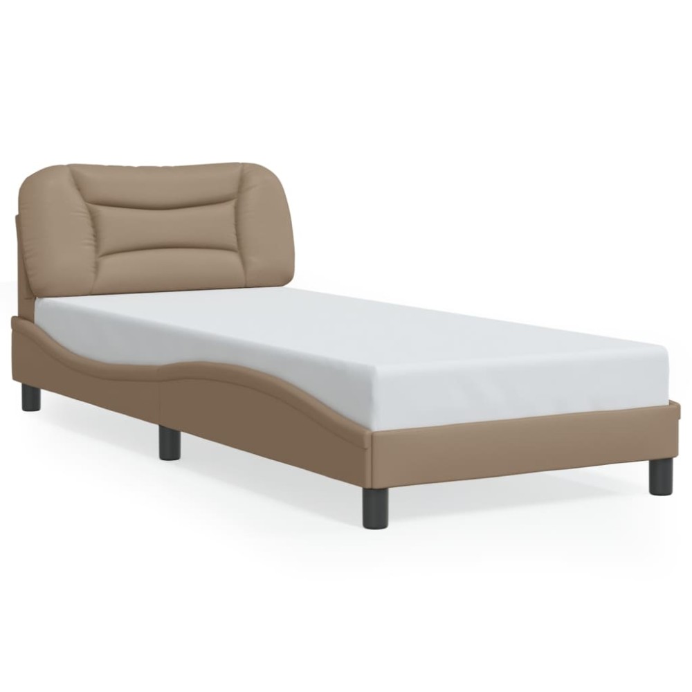 vidaXL Cadru de pat cu tăblie, cappuccino, 80x200 cm, piele ecologică