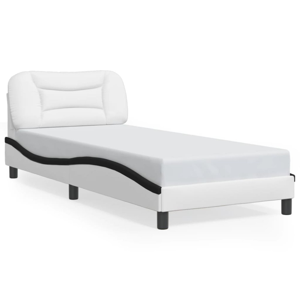 vidaXL Cadru de pat cu tăblie alb și negru, 80x200 cm, piele ecologică