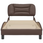 vidaXL Cadru de pat cu tăblie, maro, 90x190 cm, piele ecologică vidaXL Cadru de pat cu tăblie, maro, 90x190 cm, piele ecologică