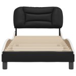 vidaXL Cadru de pat cu tăblie negru și alb 90x190 cm piele artificială