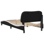 vidaXL Cadru de pat cu tăblie negru și alb 90x190 cm piele artificială